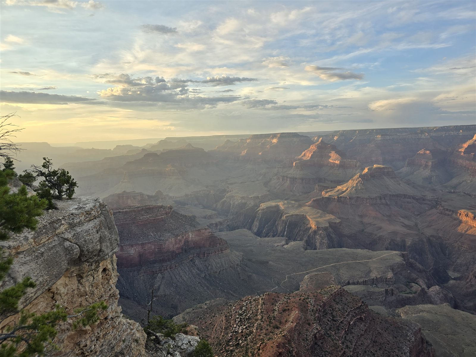 Grand Canyon South Rim viewpoint at golden hour
