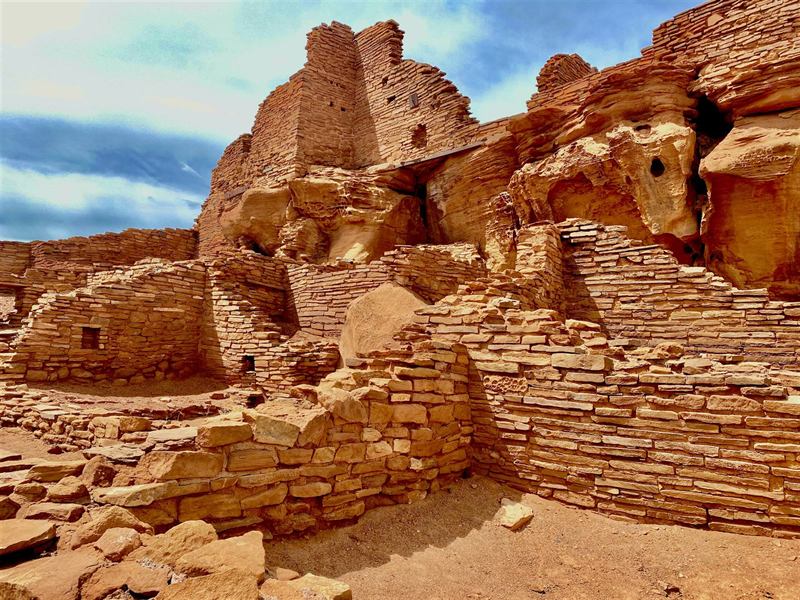 Ancestral Pueblo stone walls at Wupatki National Monument