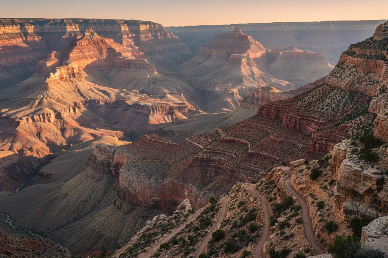 Hikers on a switchback trail, Arizona